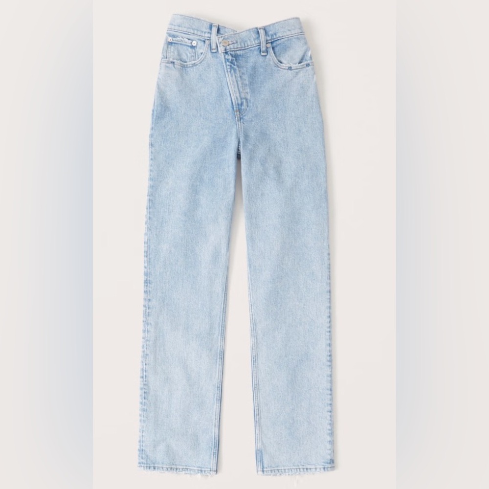 Abercrombie 90s straight ultra high rise jeans light wash